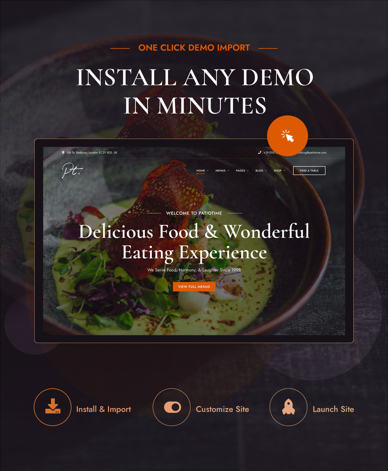 PatioTime - Tema de WordPress para restaurante.