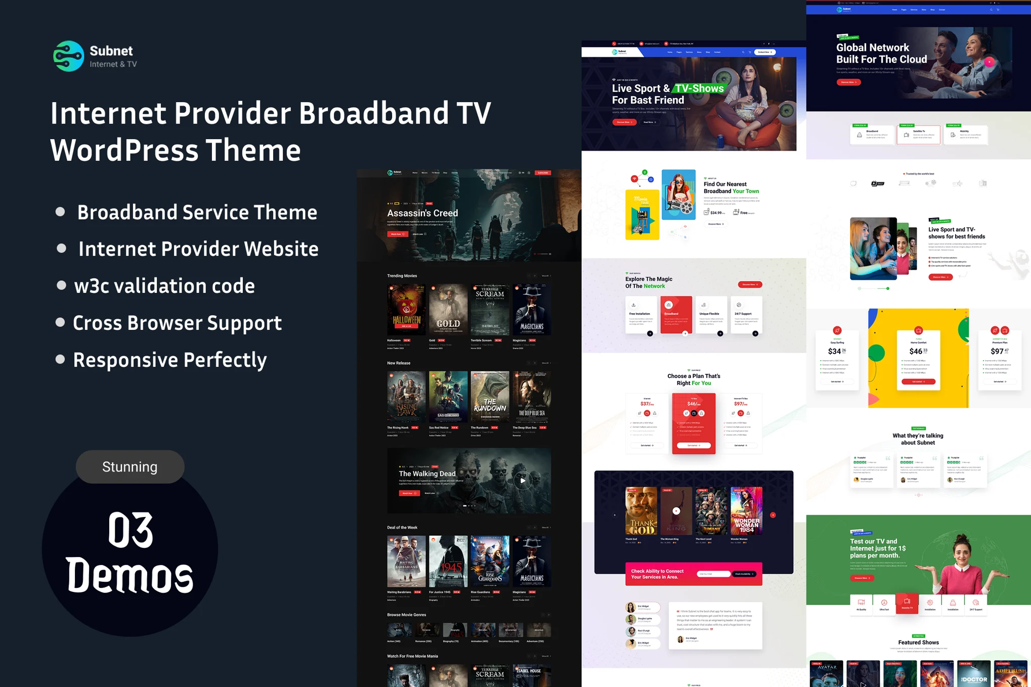 Subnet Internet Provider Broadband TV WordPress Theme