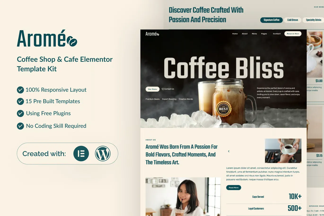 Arome - Coffee Shop & Cafe Elementor Template Kit