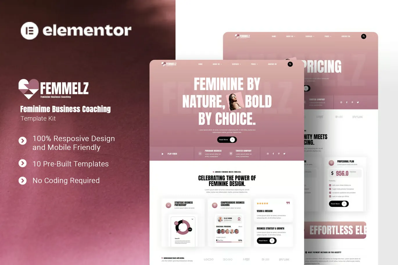 Femmelz - Feminime Business Coaching Elementor Template Kit