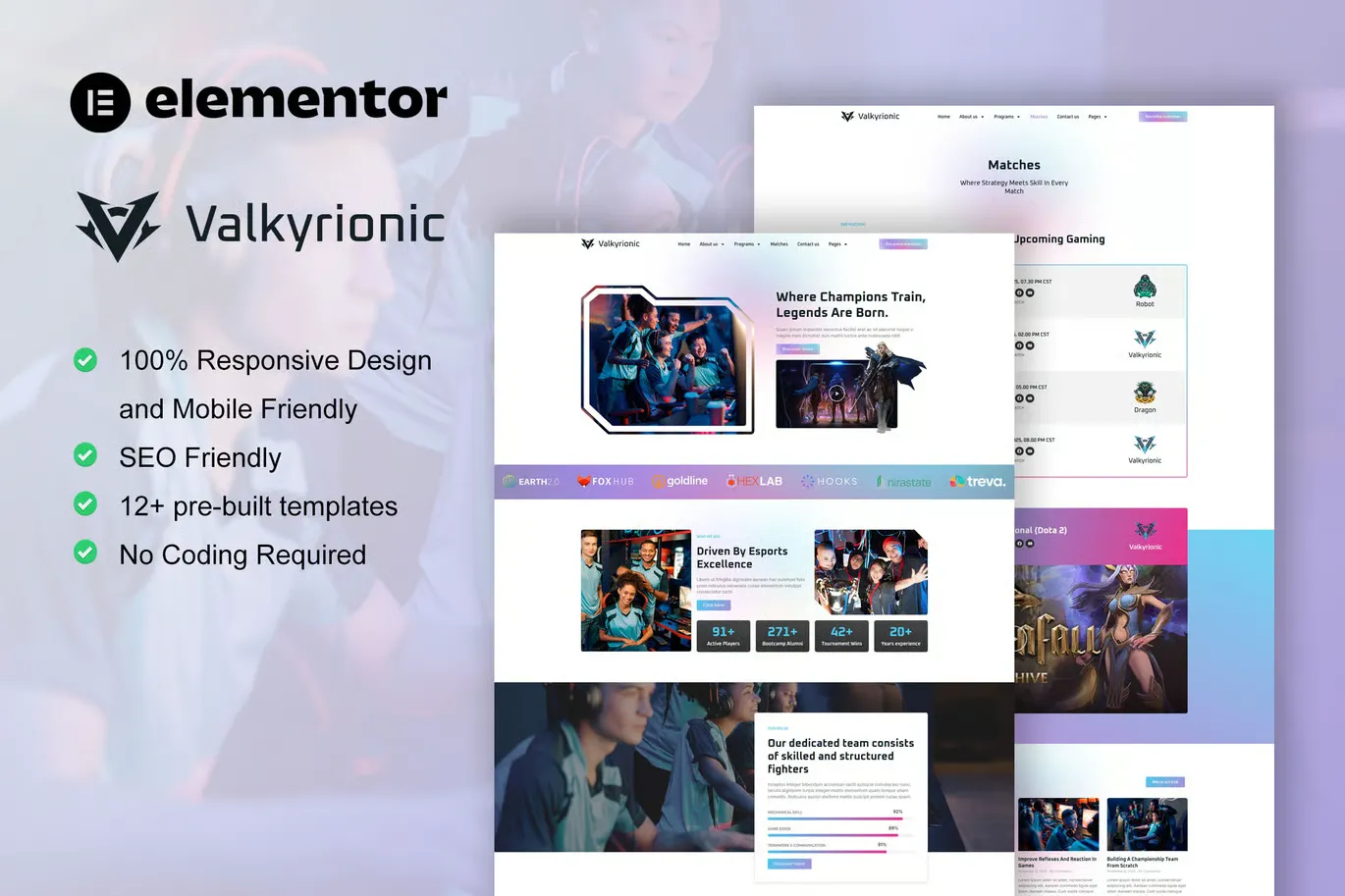 Valkyrionic - Esport Team & Gaming Elementor Pro Template Kit