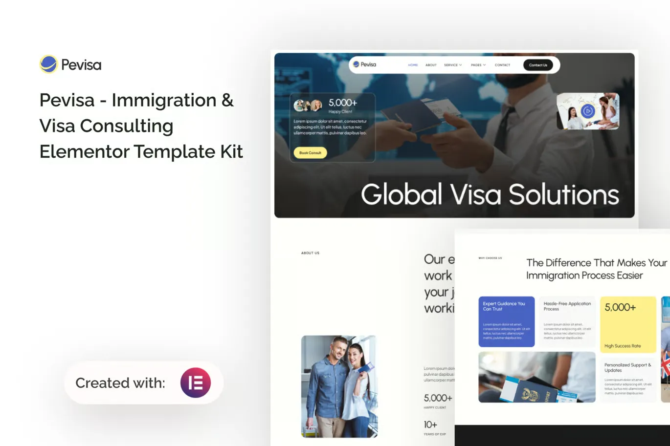 Pevisa - Immigration & Visa Consulting Elementor Template Kit