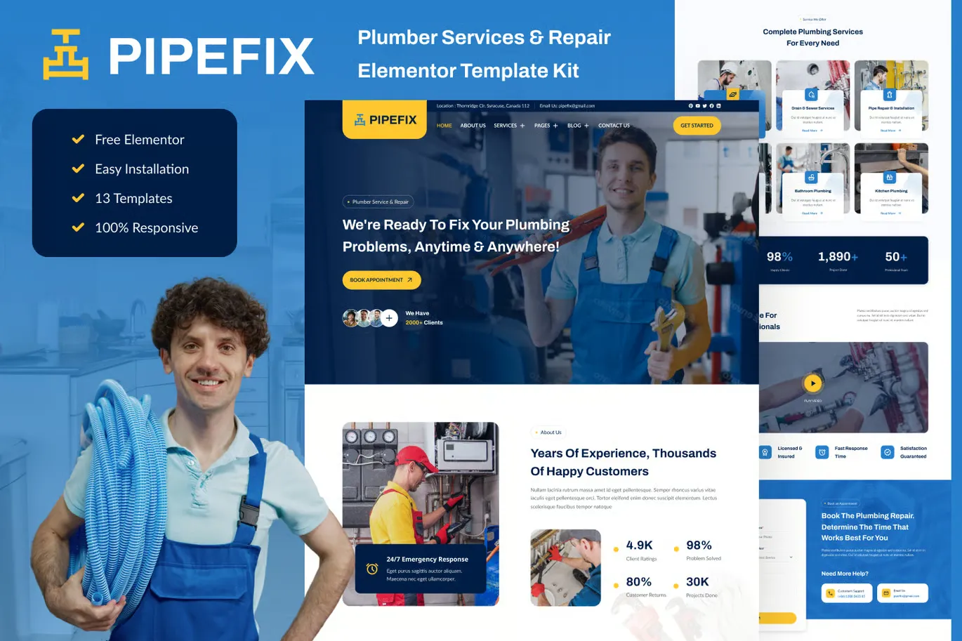 Pipefix - Plumber & Repair Services Elementor Template Kit