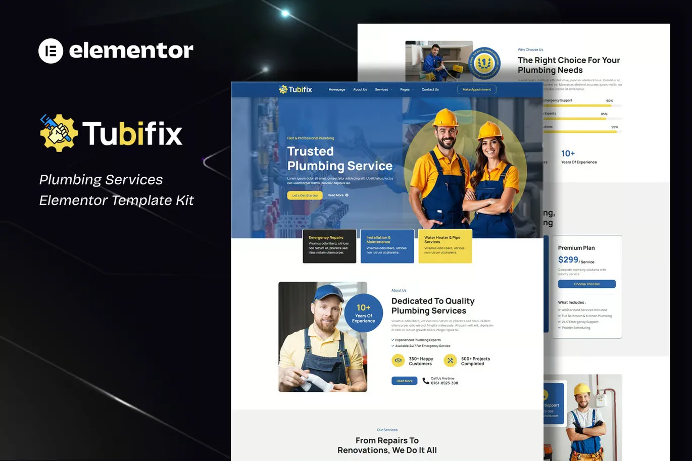 Tubifix – Plumbing Services Elementor Template Kit
