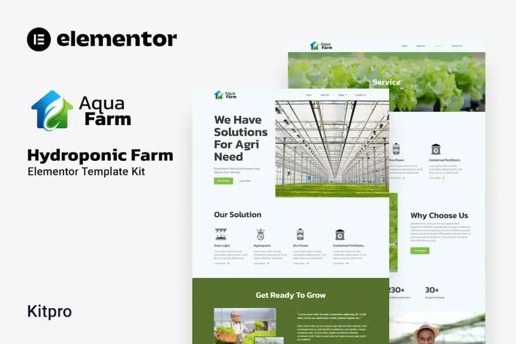 Aquafarm Hydroponic Farm Elementor Template Kit