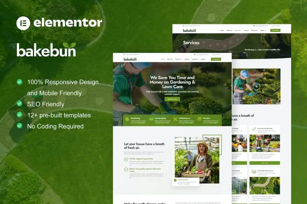 Bakebun Landscape & Gardening Elementor Template Kit