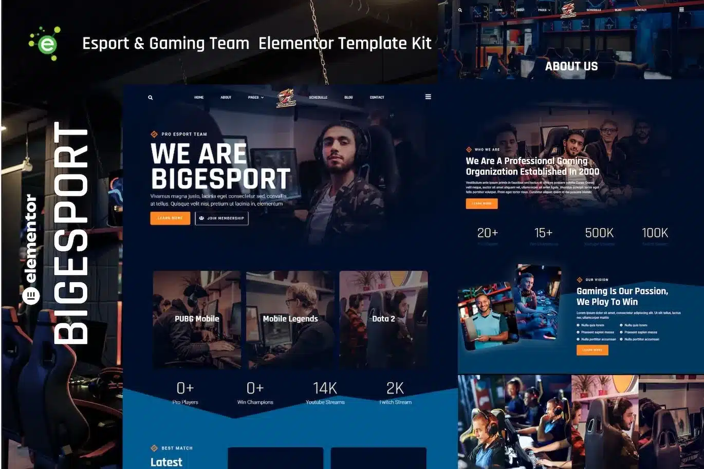 Bigesport Esport & Gaming Team Elementor Template Kit