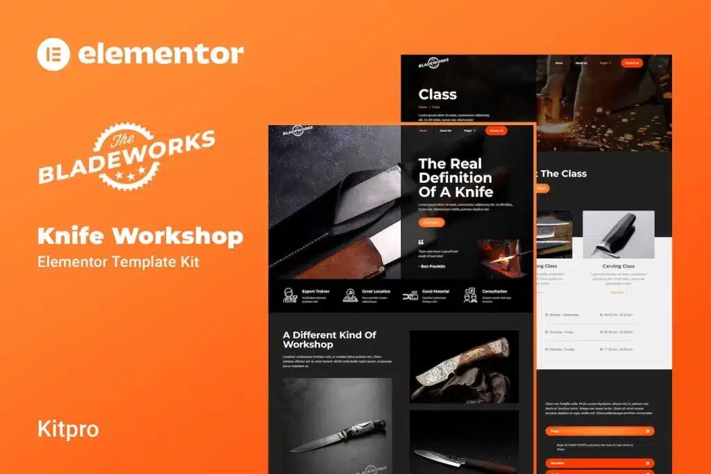 Bladeworks Knife Workshop Elementor Template Kit