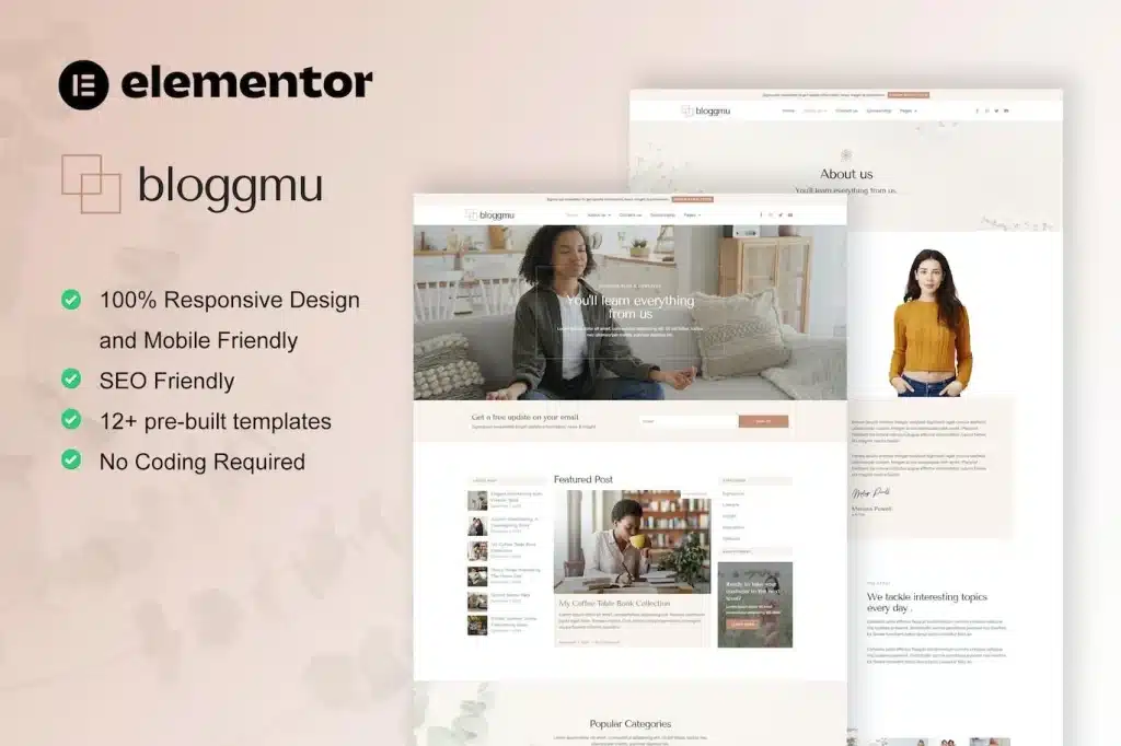 Bloggmu Feminine Blog Elementor Template Kit