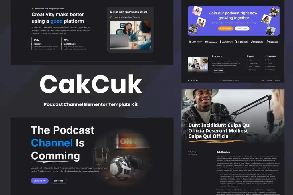 Cakcuk Podcast Channel Elementor Template Kit