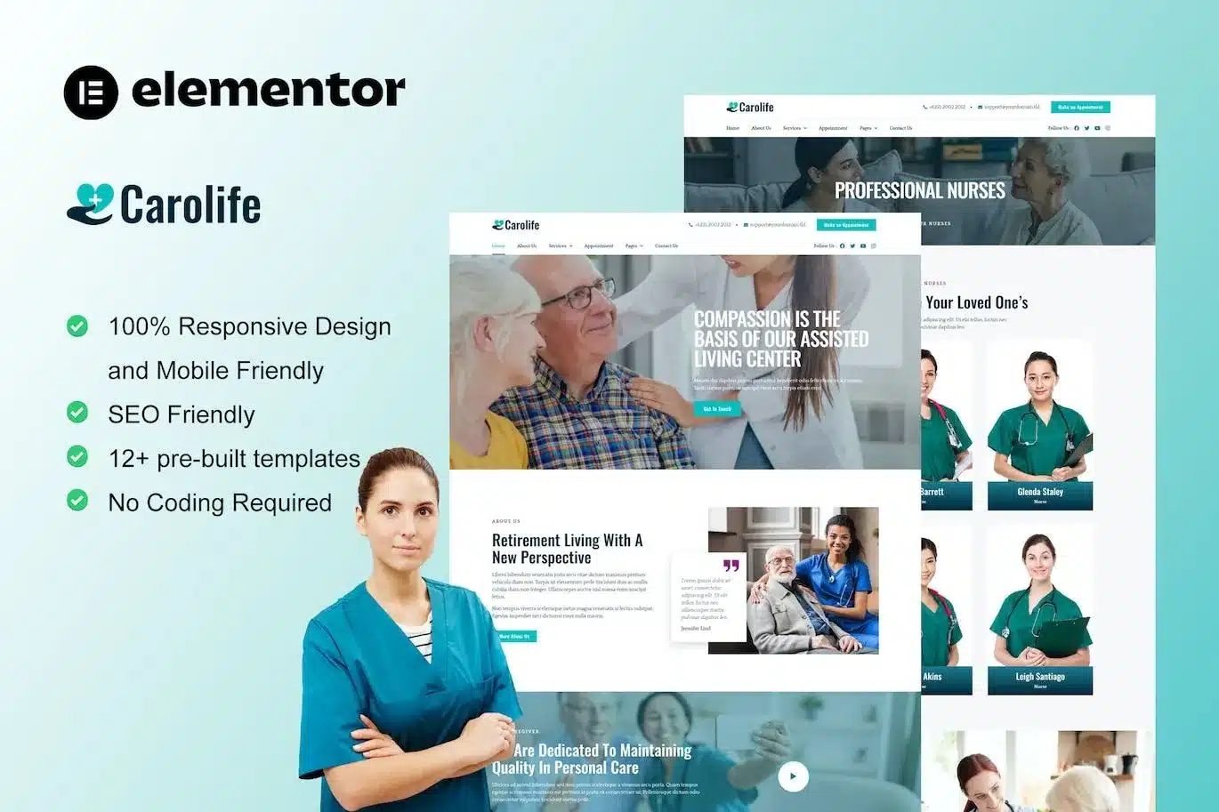 Carolife Home Care & Private Nursing Services Elementor Template Kit