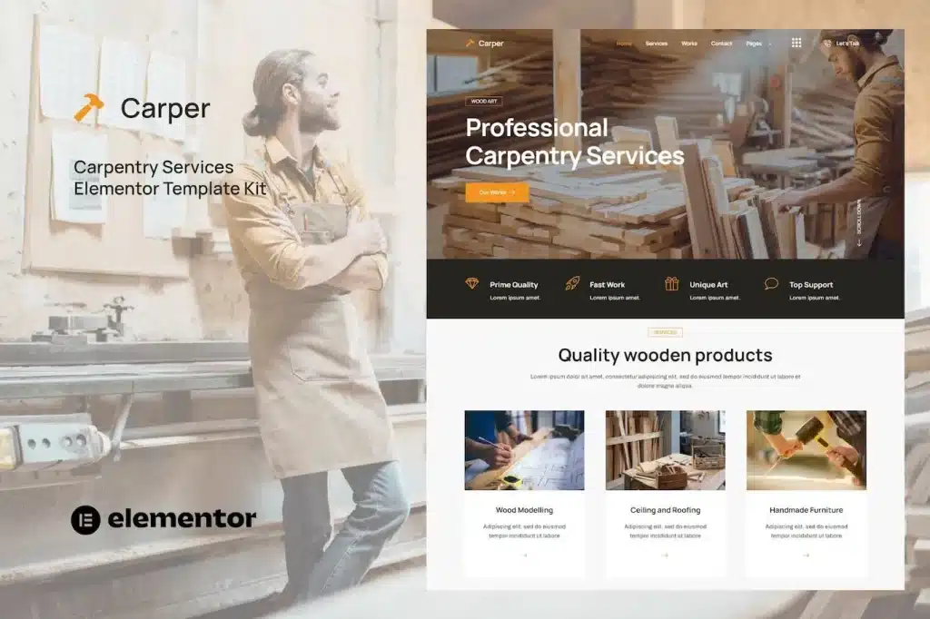 Carper Carpenter & Craftman Elementor Template Kit