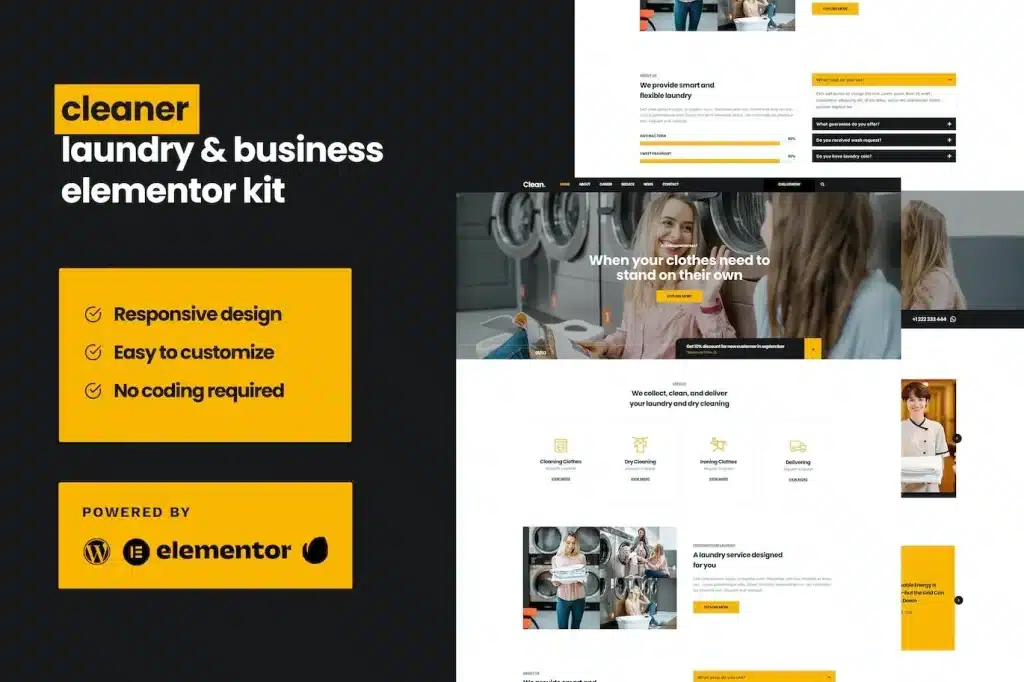 Cleaner Laundry Business Elementor Template Kit