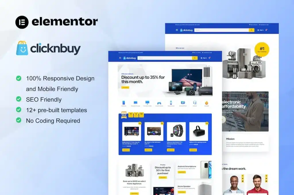 Clicknbuy Woocommerce Electronic Store Elementor Template Kit