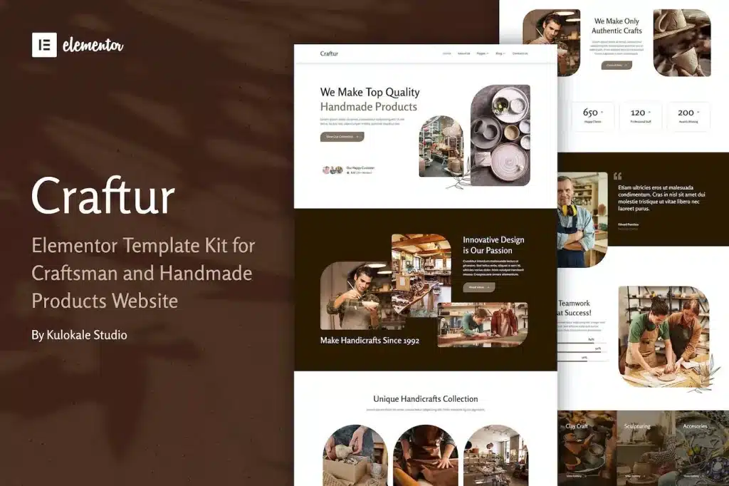 Craftur Craftsman & Handmade Products Elementor Template Kit