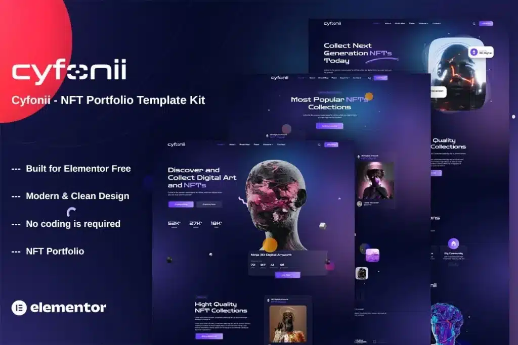 Cyfonii Nft Digital Asset Agency Portfolio Elementor Template Kit