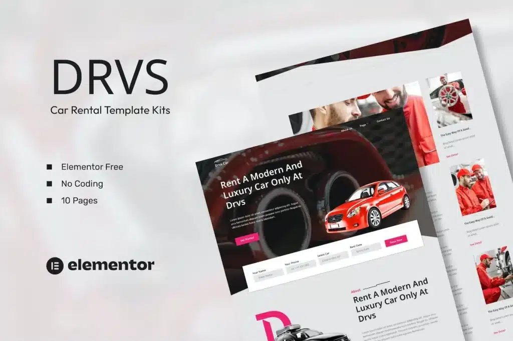 Drvs – Car Rental Elementor Template Kit