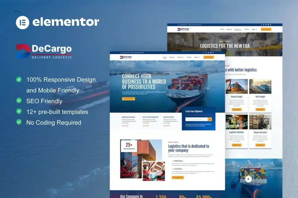 Decargo Logistics & Transportation Services Elementor Template Kit