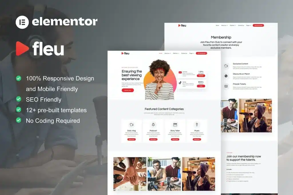 Fleu Creative Content Creators Elementor Template Kit