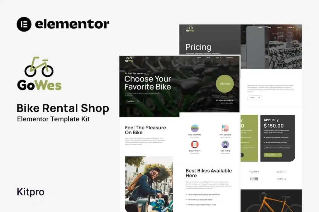 Gowes Bike Rental Shop Elementor Template Kit