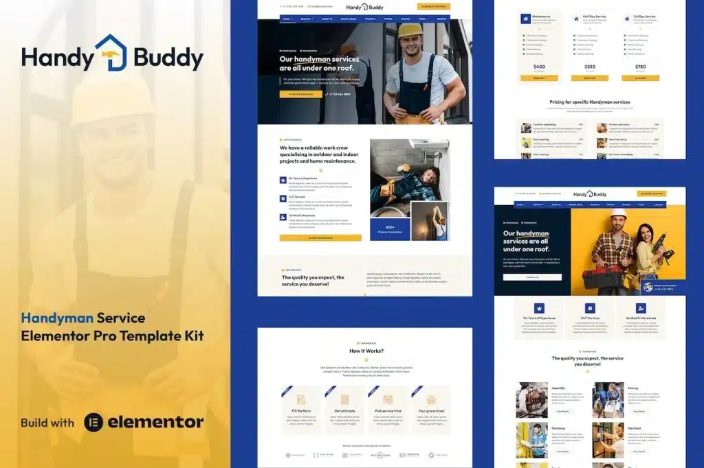 Handy Buddy Handyman Services Elementor Pro Template Kit