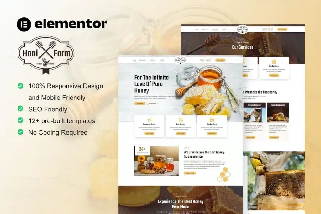 Honifarm Honey Bee Farm Elementor Template Kit