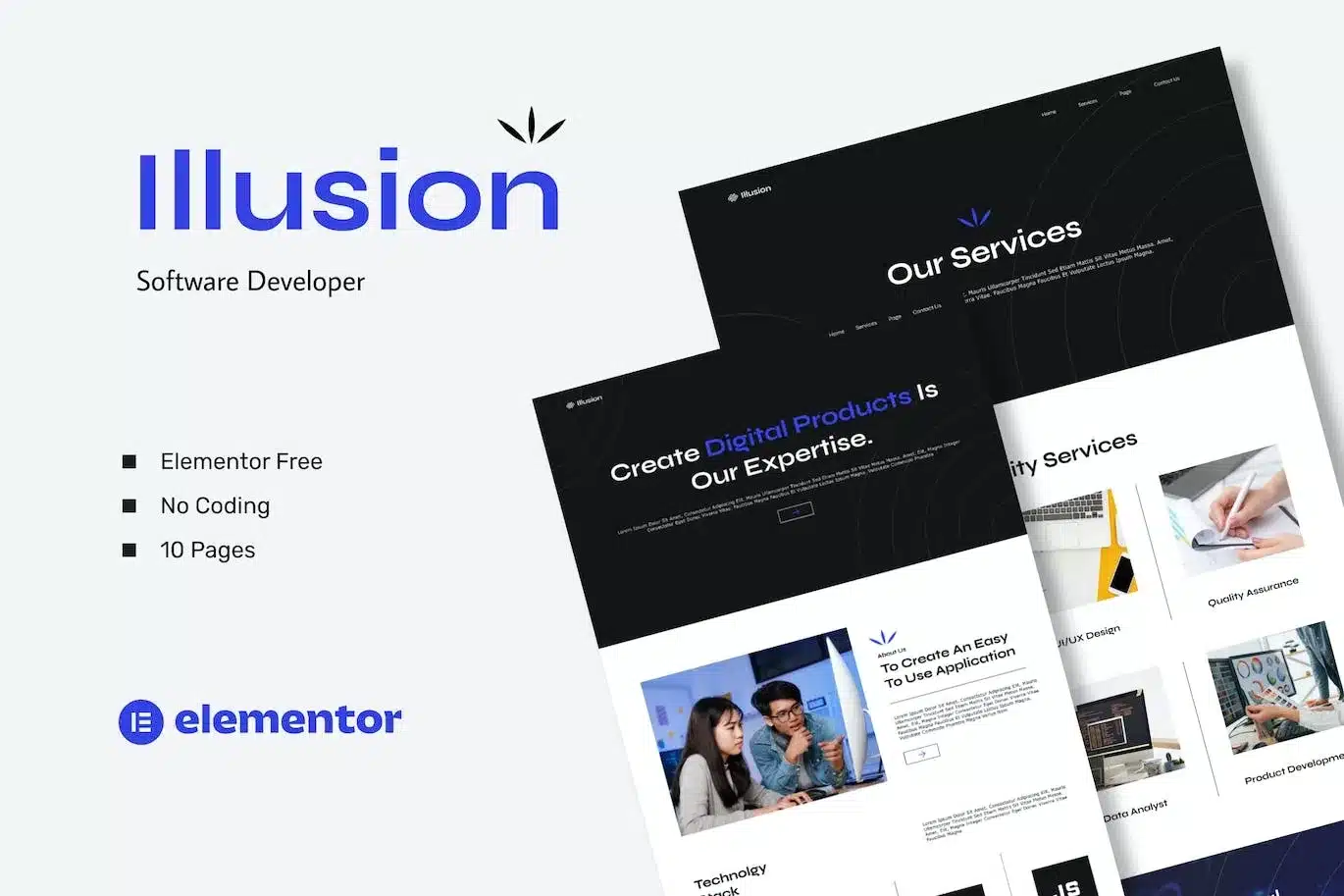 Illusion Software Developer Elementor Template Kits