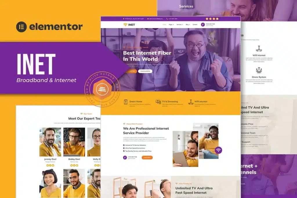 Inet Broadband & Internet Service Provider Elementor Pro Template Kit