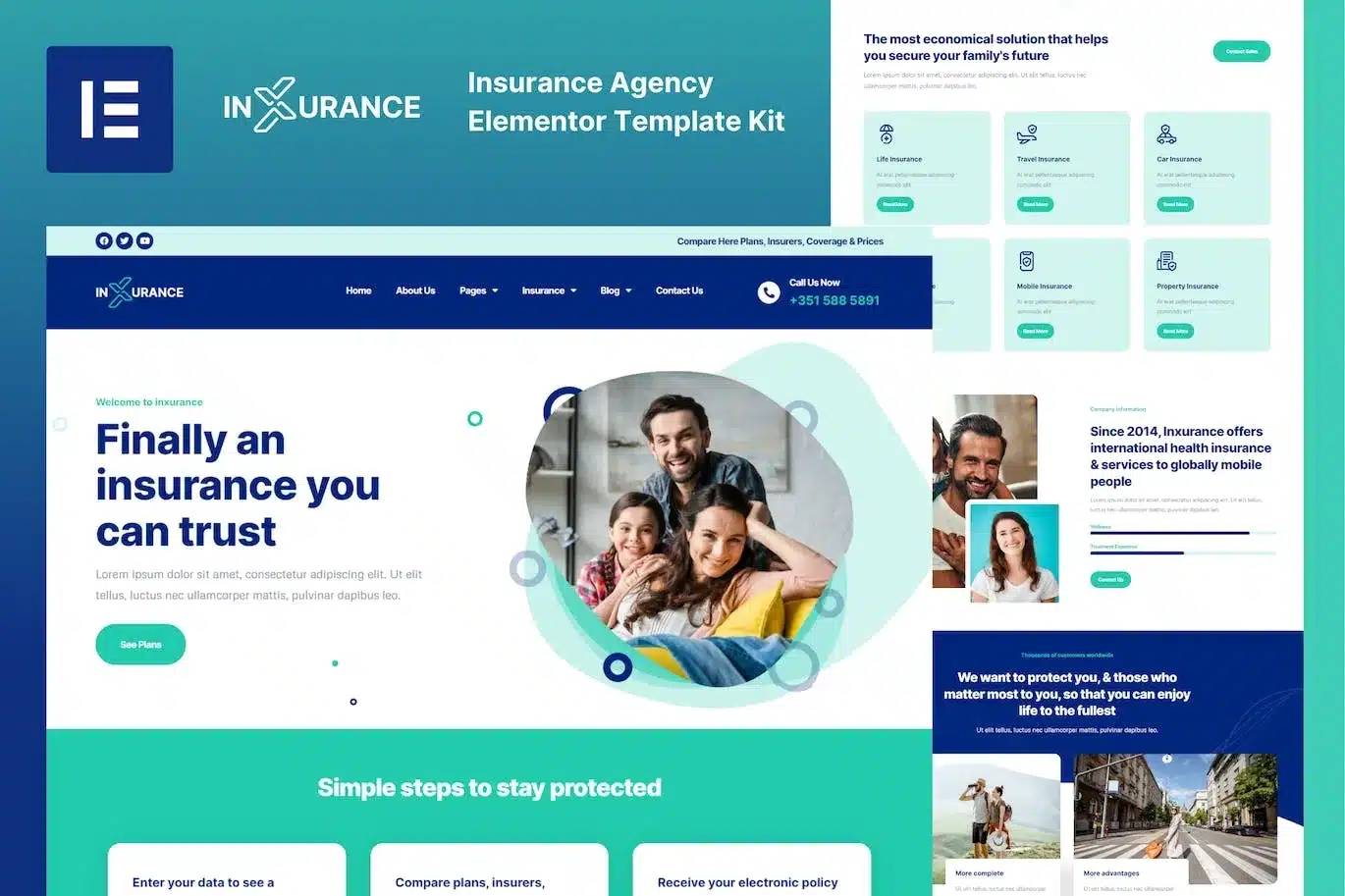 Inxurance Insurance Agency Elementor Template Kit