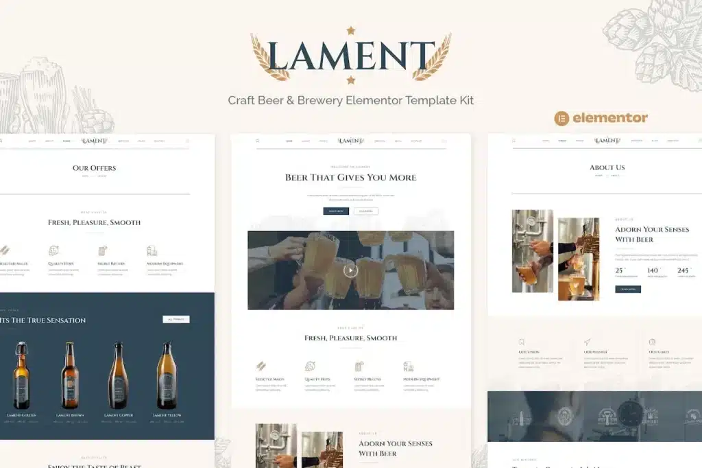 Lament Craft Beer & Brewery Elementor Template Kit