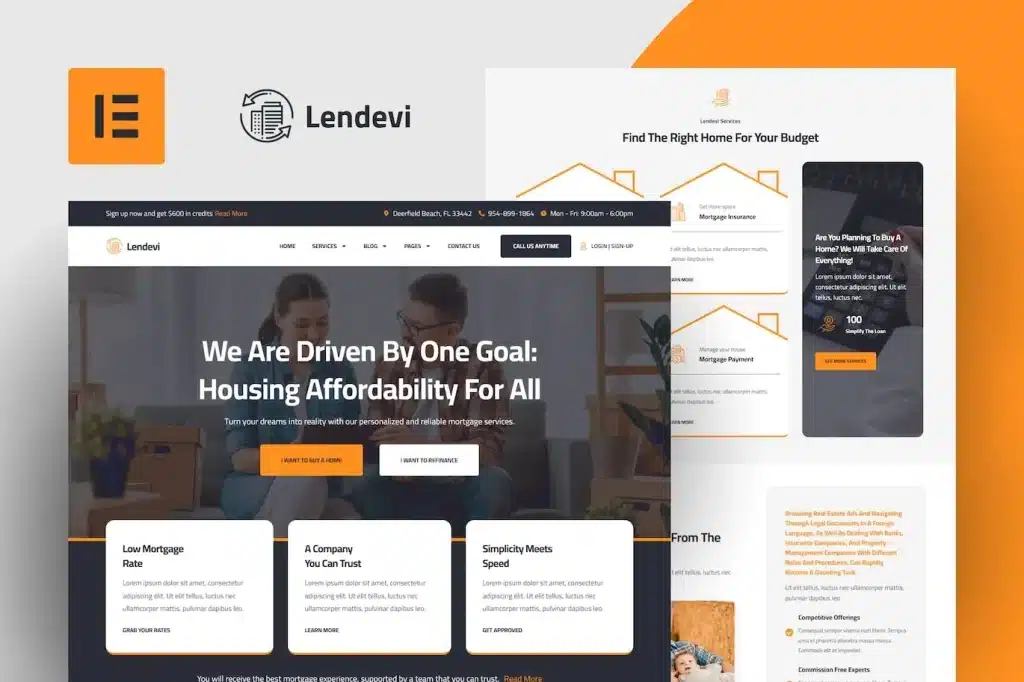 Lendevi Mortgage Elementor Template Kit