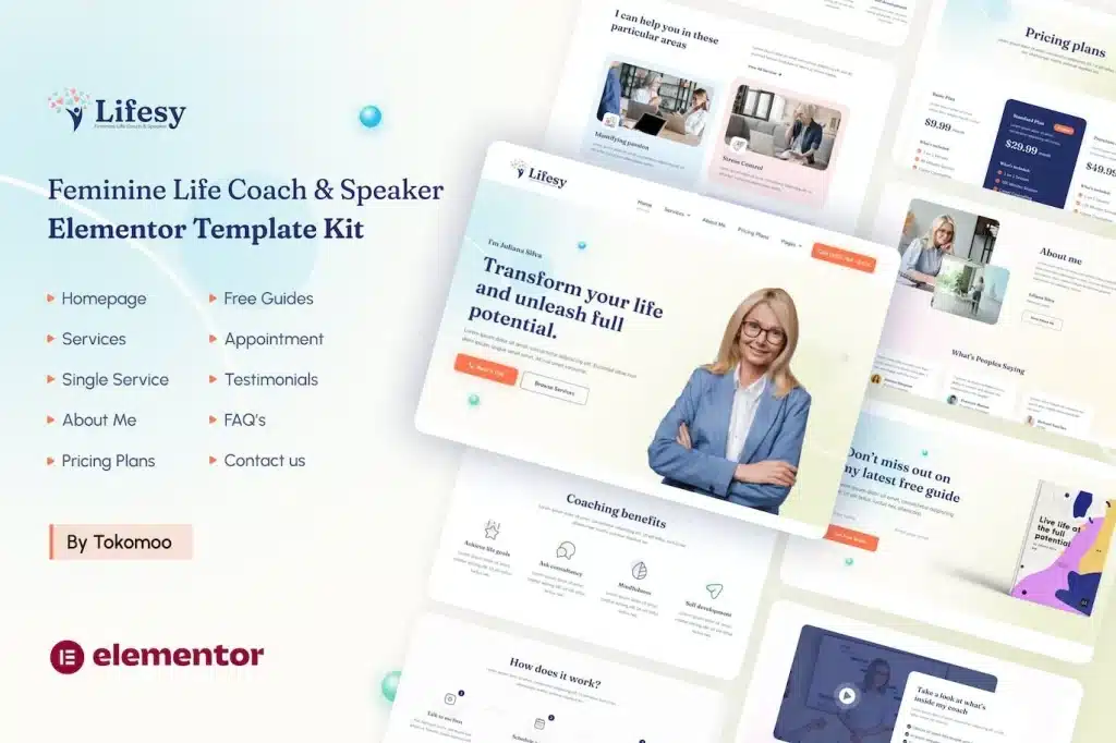 Lifesy Feminine Life Coach & Speaker Elementor Template Kit