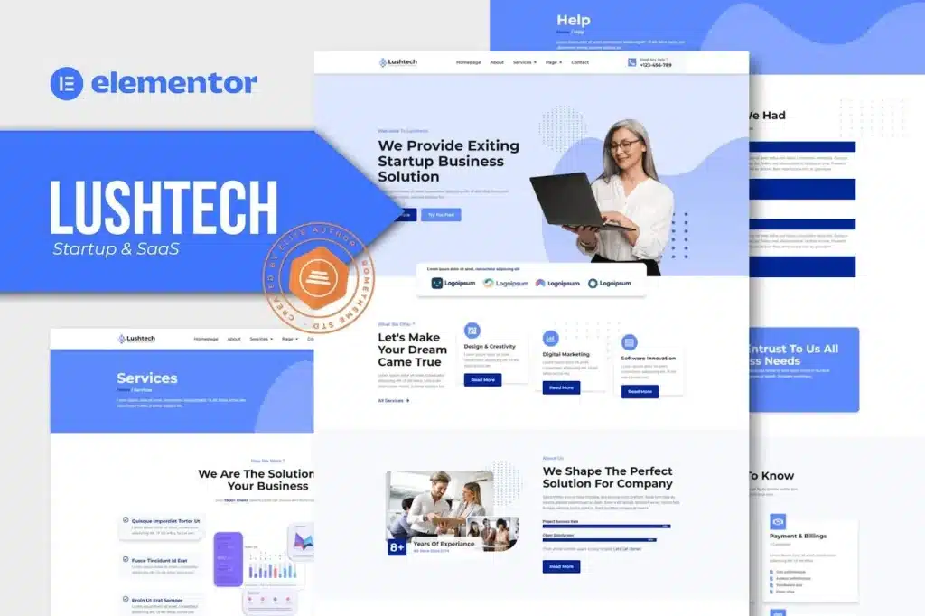 Lushtech Startup & Saas Elementor Pro Template Kit