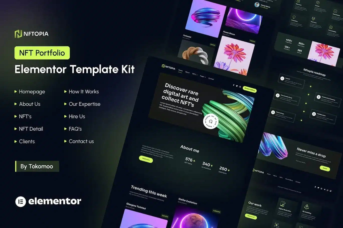 Nftopia Nft Portfolio Elementor Pro Template Kit