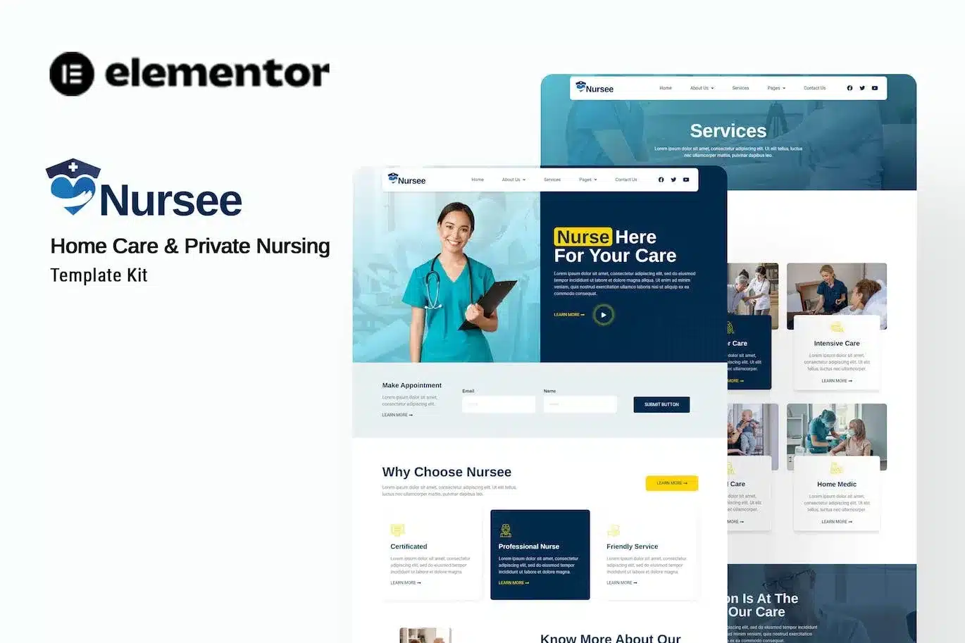 Nursee Homecare & Private Nursing Elementor Template Kit