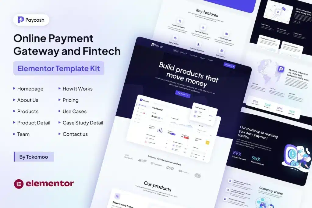 Paycash Online Payment Gateway & Fintech Elementor Template Kit