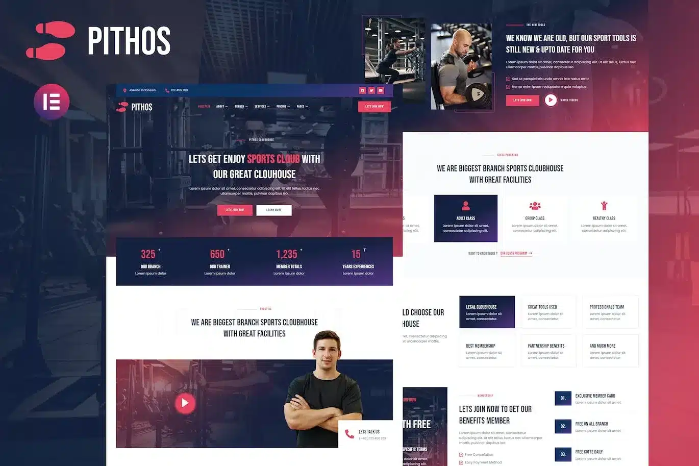 Pithos Fitness Center & Cloubhouse Elementor Template Kit