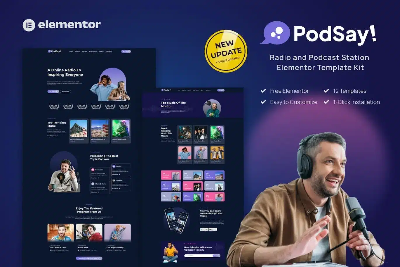 Podsay Radio & Podcast Station Elementor Template Kit