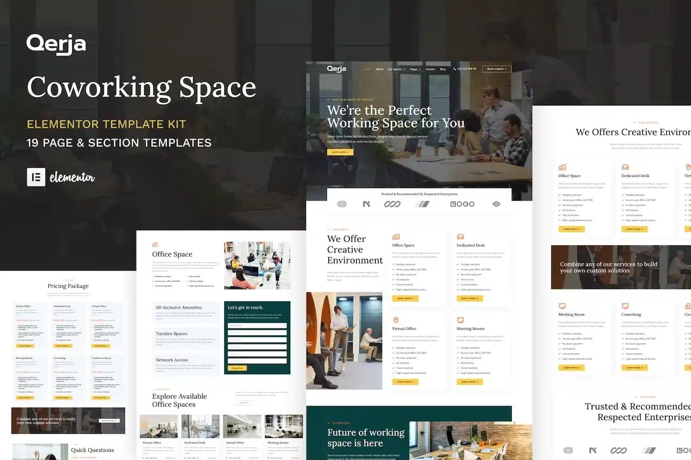 Qerja Coworking Space Wordpress Elementor Template Kit