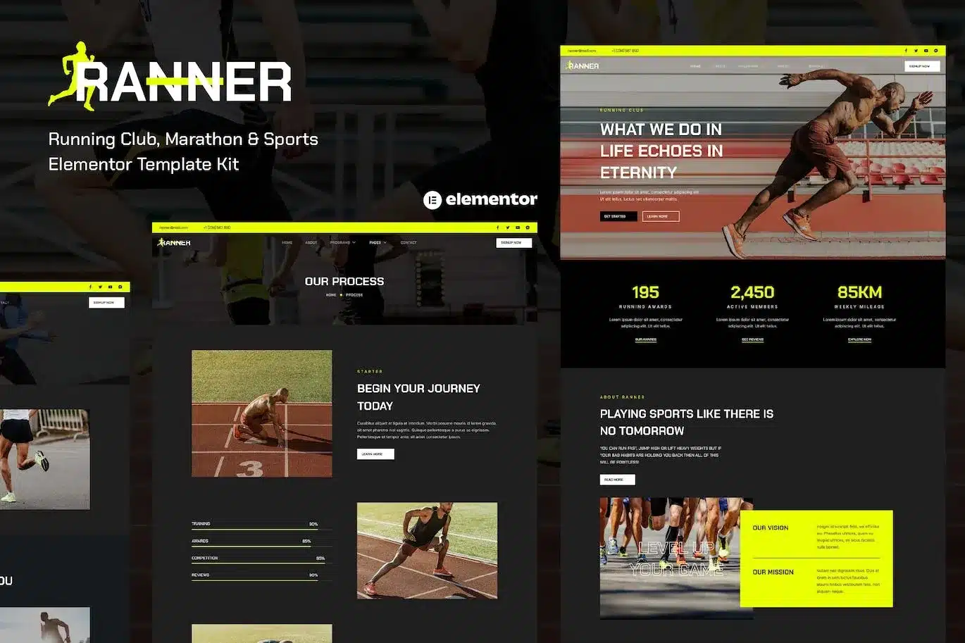 Ranner Marathon Running Club & Sports Elementor Template Kit