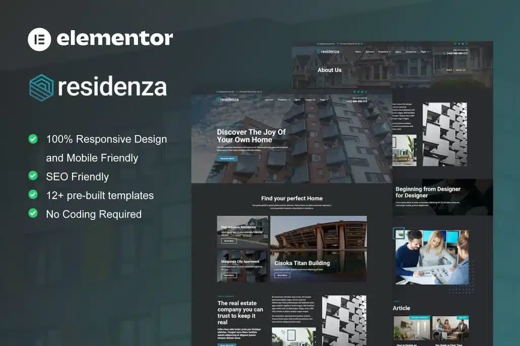 Residenza Real Estate & Property Elementor Template Kit