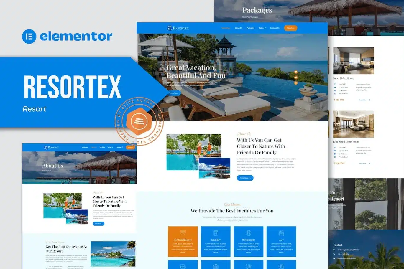 Resortex Hotel & Resort Elementor Pro Template Kit