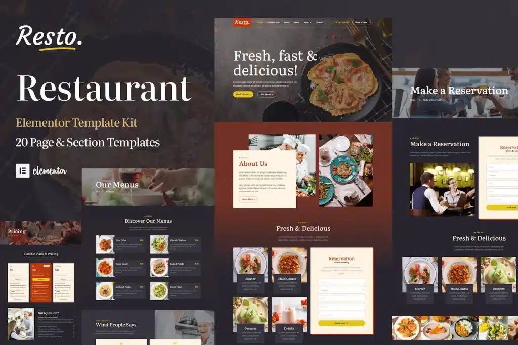 Resto. Restaurant Catering & Cafe Elementor Template Kit