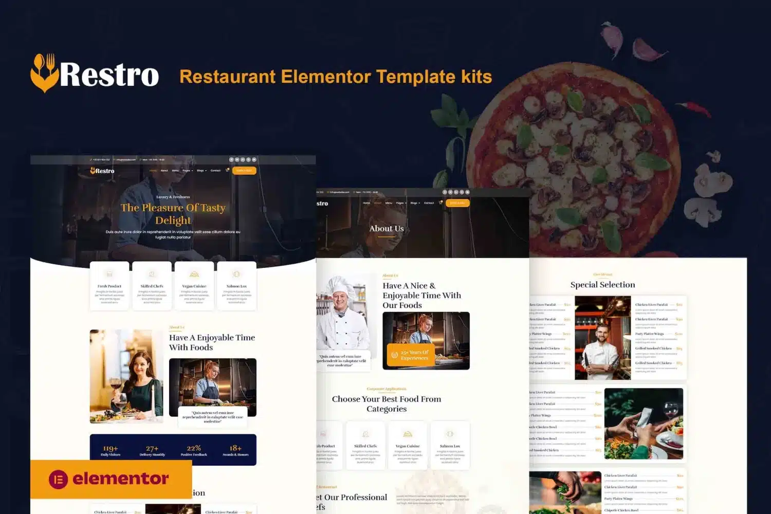 Restro Restaurant Elementor Pro Template Kit