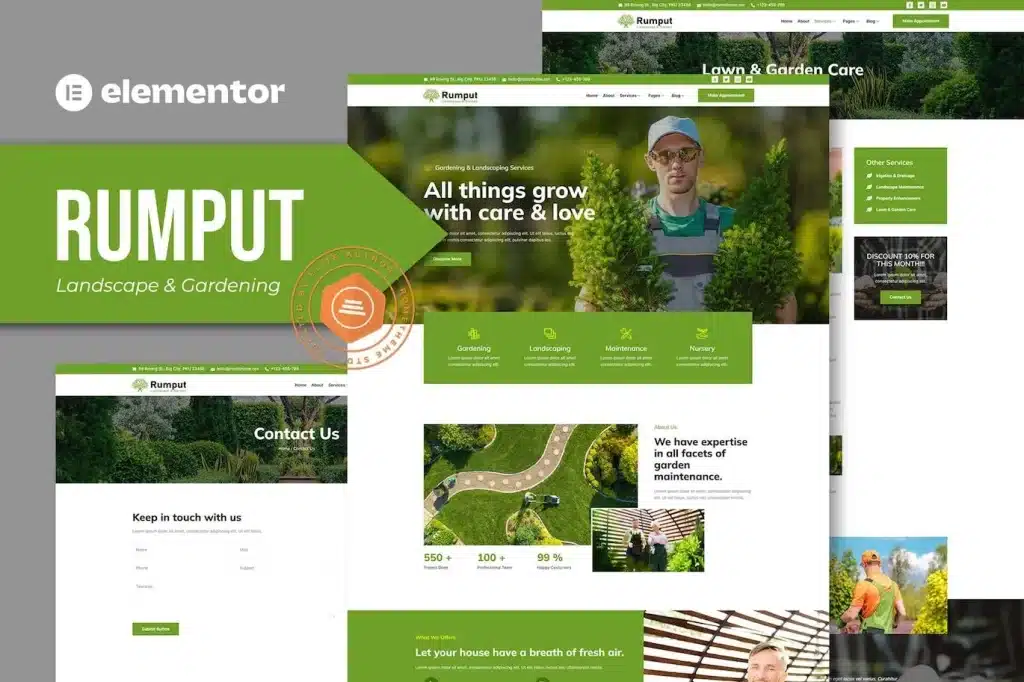 Rumput Landscape & Gardening Services Elementor Template Kit