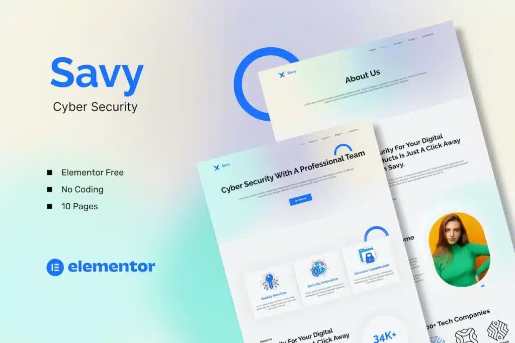 Savy Cyber Security Elementor Template Kit