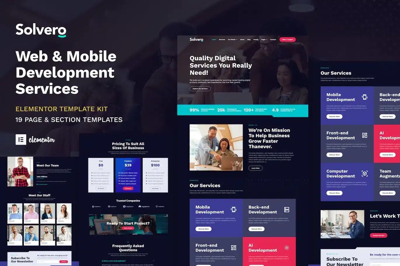 Solvero Web & Mobile Development Service Elementor Template Kit