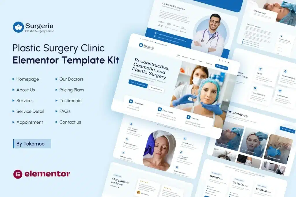 Surgeria Plastic Surgery Clinic Elementor Template Kit