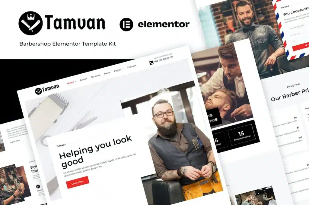 Tamvan Barbershop Elementor Template Kit