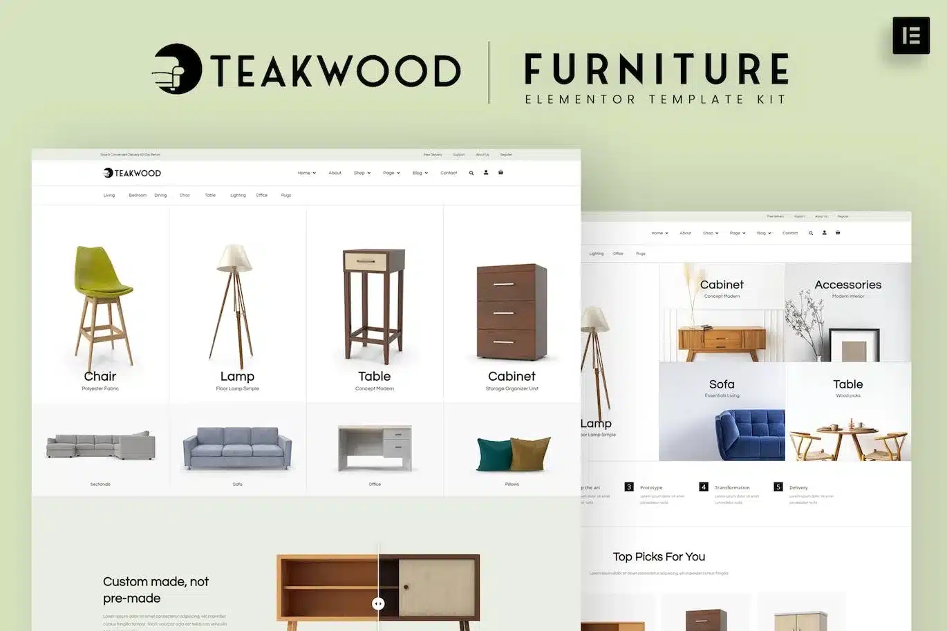 Teakwood Furniture Shop Elementor Template Kit